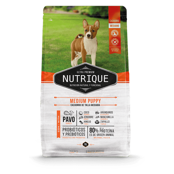 Nutrique Medium Puppy 12 kg - Nutrición premium para cachorros medianos